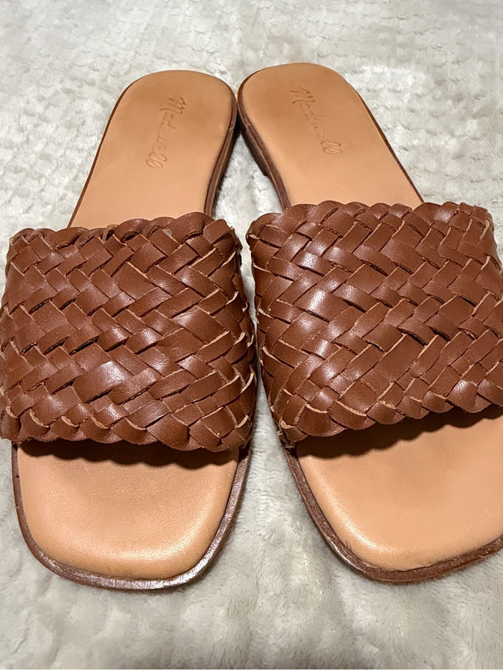 Madewell Lianne Slide Sandals Brown Woven Leather